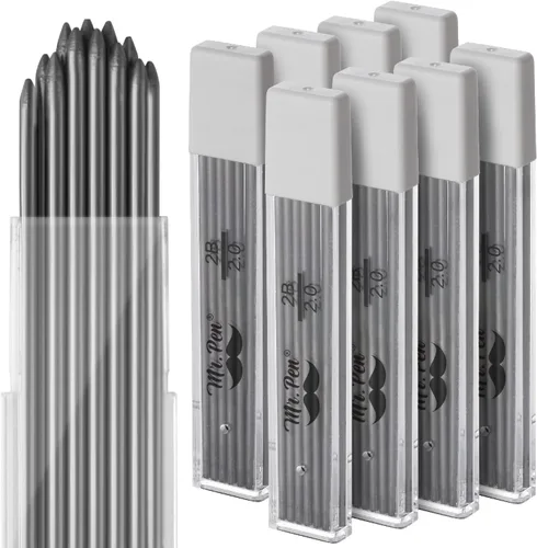 Vista 14 de Mr. Pen - Recambios de plomo de 0.020 in para lápices mecánicos, 600 piezas (150 por tubo) Negro, plomo de grafito 2B, repuestos de lápiz mecánico