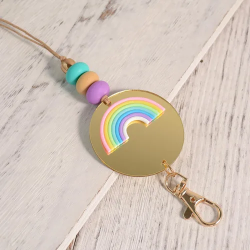 Vista 2 de Teacher Rainbow Lanyard Silicone Acrylic Breakaway Lanyard Charm ID Badge Holder Back to School Lanyard