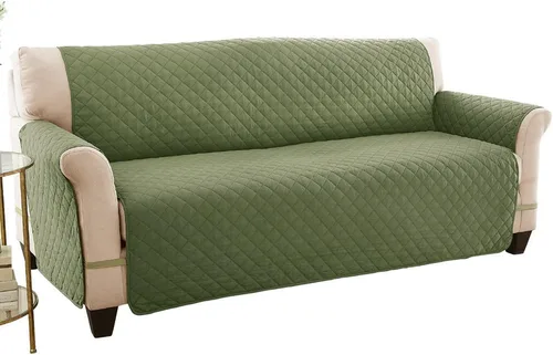 Vista 23 de Collections Etc - Funda protectora reversible, resistente a derrames y acolchada para muebles con lazos - Cubre el fondo del asiento, el respaldo