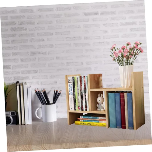Vista 4 de EXCEART Estantería de escritorio y estantes de oficina, estante de escritorio para libros, organizador de escritorio, organizador de estante