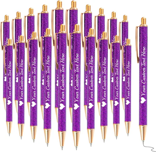 Vista 78 de Bolígrafos con purpurina personalizados con nombre, bolígrafos bonitos y bonitos personalizados, bolígrafos retráctiles de tinta negra, suministros