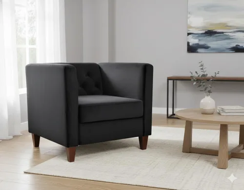 Vista 13 de Container Furniture Direct Muebles clásicos con capitoné y modernos para sala de estar, sofá universitario con relleno, cómodo sofá biplaza de Gris