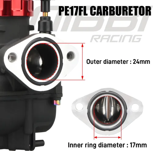 Vista 3 de NIBBI Carburador PE17mm, Carburador de 17mm para motor de motocicleta de 90cc 100cc 110cc con carburador Jets - Para Dirt Pit Bike Mini Bike
