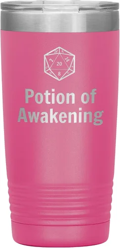 Vista 4 de Vaso D20 Potion of Awakening de 20 onzas, regalo novedoso para D&D Cup Dnd Dungeons and Dragons, vasos aislados Negro