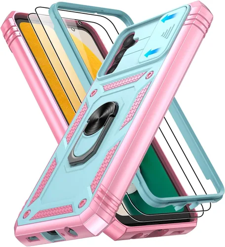 Vista 149 de Gritup Funda para Google Pixel 6 con cubierta deslizante para cámara y protector de pantalla (2 unidades), soporte de anillo giratorio 360°, funda