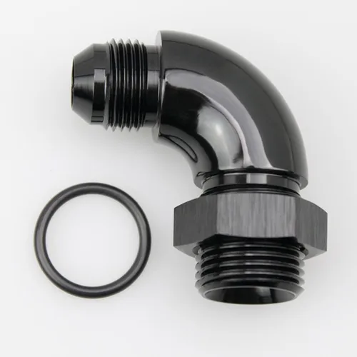 Vista 13 de 45 grados 4AN macho Flare a 4AN ORB puerto adaptador de flujo completo aluminio negro