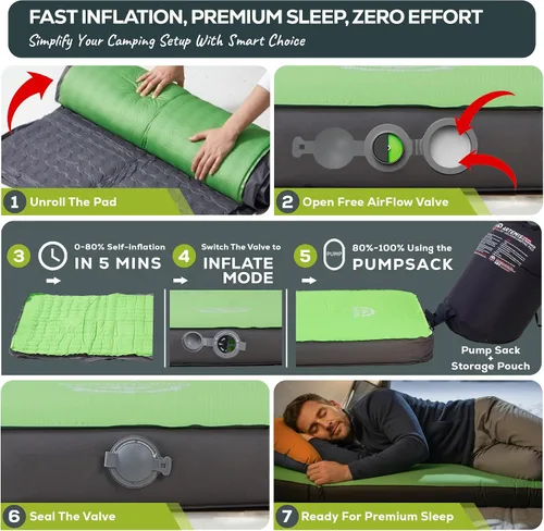 Vista 3 de Gear Doctors Artemis 8.3 R-Value - Colchoneta de dormir autoinflable para campamento, colchón de aire, para 4 estaciones, espuma de aire 3D de 4