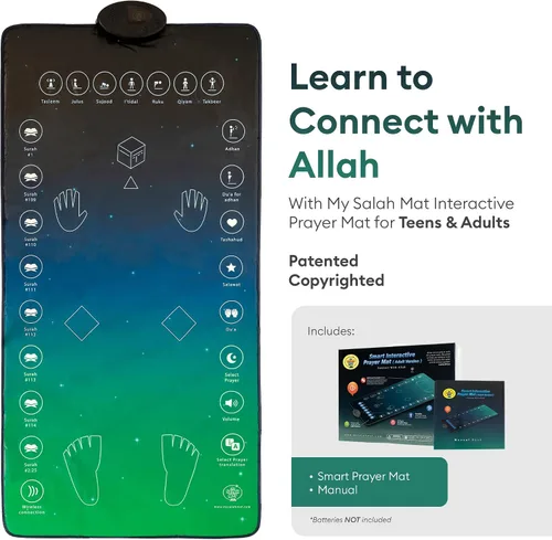 Vista 2 de My Salah Mat Tapete de oración interactivo inteligente para adultos y inversores para aprender suras, salah, duas y más, alfombra de oración