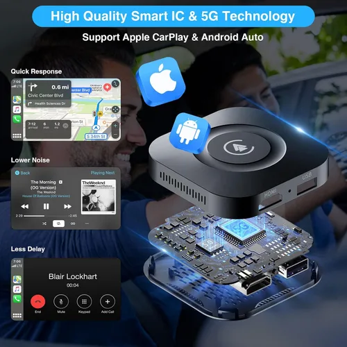 Vista 3 de Adaptador inalámbrico CarPlay, Magic Box compatible con YouTube TikTok y más, adaptador inalámbrico Android Auto fácil de configurar para autos