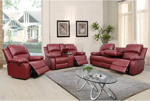 Vista 28 de Juego de muebles de cuero sintético para sala de estar, juego de sofá reclinable, sofá de dos plazas, juegos de muebles para sala de estar, sofá