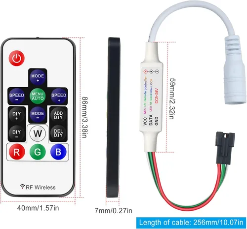 Vista 2 de Controlador inalámbrico de 14 teclas RF RGB DIY LED, control