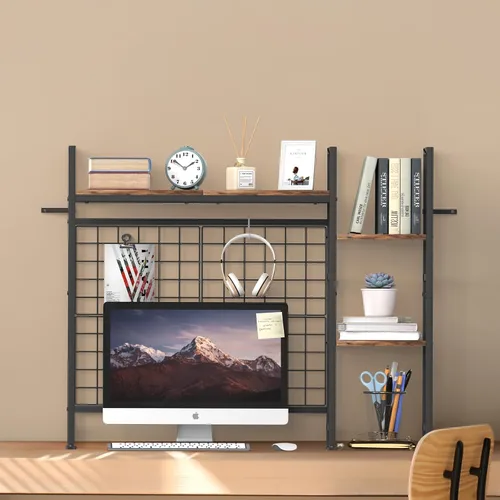 Vista 5 de Desk Hutch Dorm, librero de escritorio para computadora de 37.4