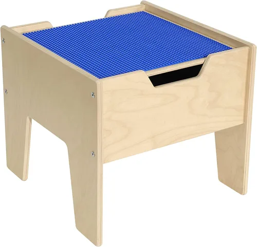 Vista 3 de Contender C991300-B - Mesa de actividades 2-N-1 con parte superior compatible con Lego azul para niños pequeños y preescolares