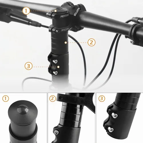 Vista 5 de TRIWONDER Extensor de Tija de Manillar para Bicicleta de MTB, BMX, Bicicletas de Montaña, Adaptador de Horquilla de Aleación de Aluminio con 01 Negro