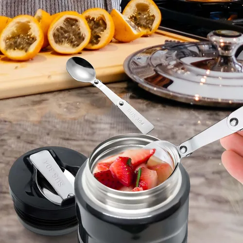 Vista 5 de Cucharas plegables para termo Funtainer, tarro de comida de 16 onzas, piezas de repuesto de cucharas de acero inoxidable, accesorios de cuchara