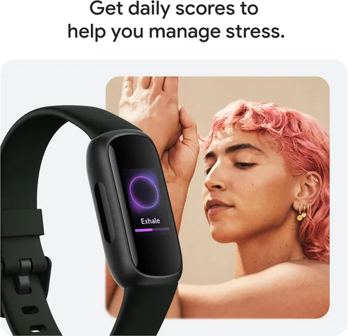 Vista 6 de Fitbit Inspire 3 rastreador de salud y estado físico con control del estrés, intensidad de entrenamiento, seguimiento del sueño, frecuencia cardíaca