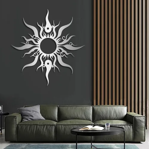 Vista 5 de Hotuijxca Arte de pared de sol loco de metal, decoración de metal con sol loco para sala de estar, dormitorio