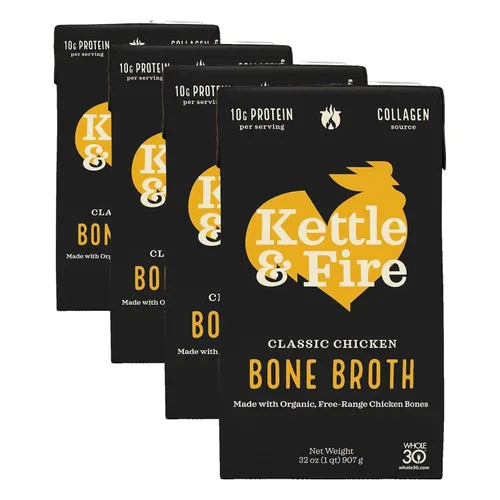 Vista 21 de Kettle and Fire Classic - Caldo de hueso de ternera, aprobado por Keto, Paleo, y Whole 30, sin gluten, alto en proteínas y colágeno, paquete de 4