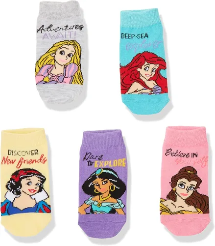 Vista 2 de Disney Princess - Calcetines cortos para niñas, paquete de 5