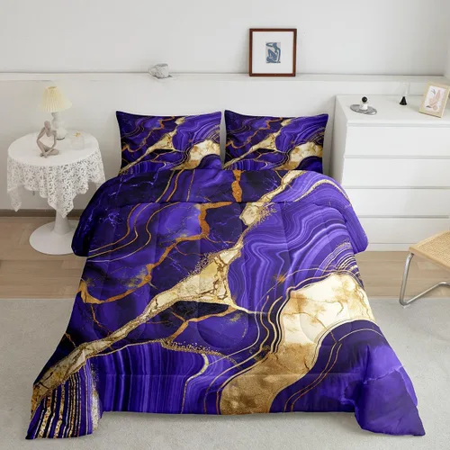 Vista 18 de Juego de edredón de mármol negro individual, ropa de cama dorada agrietada para adultos, hombres y mujeres, juegos de edredón de textura metálica