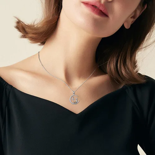 Vista 4 de JUSTKIDSTOY Llama Necklace Sterling Silver Cute Alpaca Pendant Necklace Jewelry Gift for Women Mum Daughter Birthday