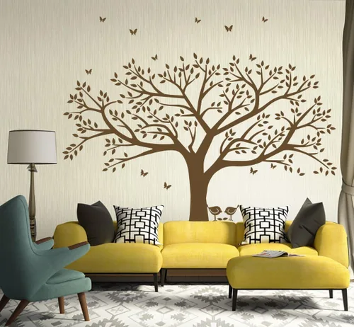 Vista 5 de Vinilo adhesivo de pared para árbol de fotos de familia gigante, arte mural para decoración del hogar, decoración de habitación (negro)