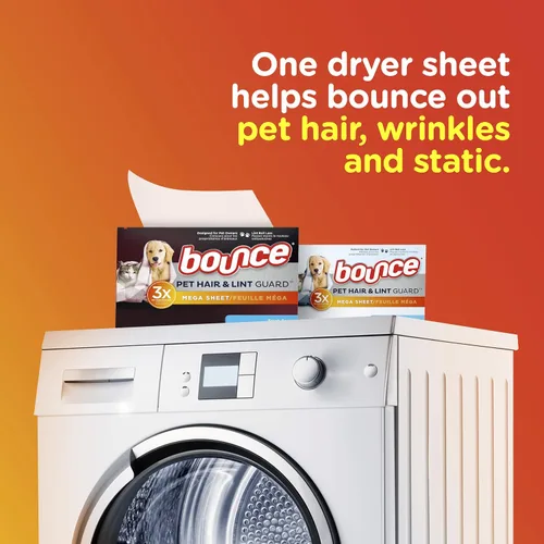 Vista 8 de Bounce Hojas para secadora Mega Secadora de Pelo y Pelusas para Mascotas, Aroma Fresco, 80