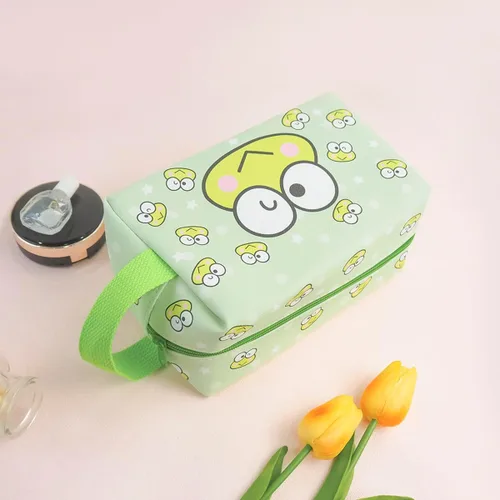 Vista 6 de Bolsa de maquillaje Kawaii, bolsa de cosméticos de viaje de piel sintética de dibujos animados, pequeña bolsa de maquillaje para niñas, bonita bolsa