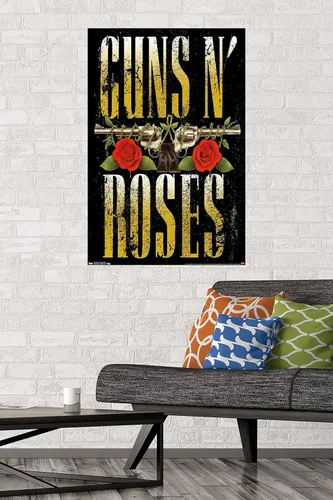 Vista 2 de Guns N' Roses - Póster de pared con logotipo apilado, 34 pulgadas de largo x 22.4 pulgadas de ancho, versión sin marco
