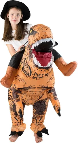 Vista 4 de Disfraz inflable de dinosaurio Jurassic T Rex para niños de 5 a 11 años, Premium T Rex Kids