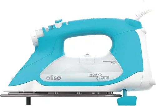 Vista 2 de Oliso TG1600 Pro Plus SmartIron de 1800 vatios con elevación automática y protector de suela de hierro de silicona Oliso Solemate y cubierta