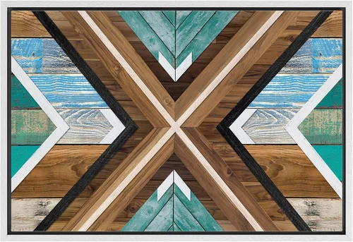 Vista 25 de IDEA4WALL Lienzo enmarcado para pared, decoración occidental, collage de polígonos de diamantes, paneles geométricos abstractos de madera, arte