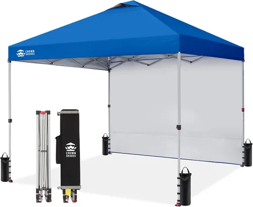 Vista 11 de CROWN SHADES Toldo desplegable de 8 x 8 con 1 pared lateral, tienda de campaña para playa, beige