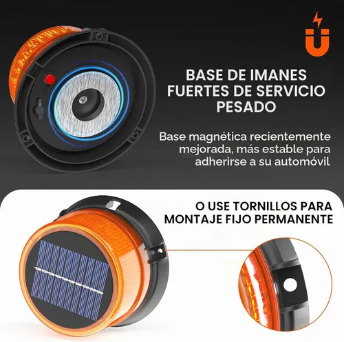 Vista 5 de AnTom Luz estroboscópica solar magnética impermeable LED ámbar luz