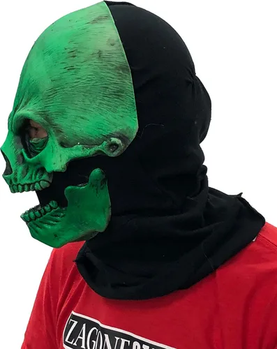 Vista 3 de Zagone Studios Máscara de esqueleto de Halloween con calavera verde reactiva a los rayos UV