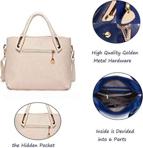 Vista 16 de FiveloveTwo. Bolso de mano para mujer, 4 piezas, con asa superior, bolsa de hombro, soporte para tarjetas
