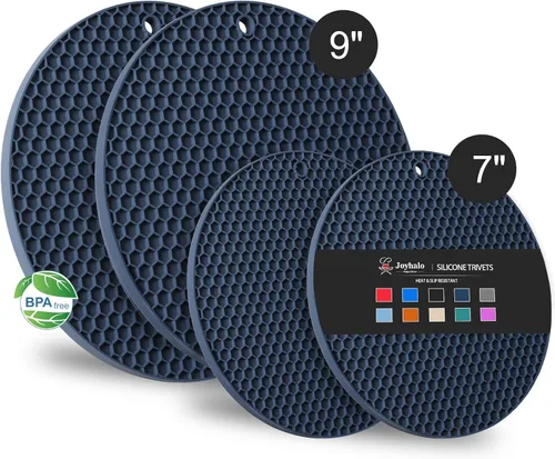 Vista 18 de Joyhalo Salvamanteles para platos calientes, almohadillas calientes para cocina, soportes de silicona para ollas y sartenes calientes, alfombrillas