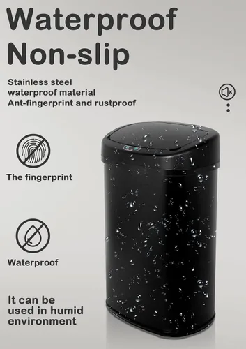 Vista 3 de Bote de basura automático de 50 l/13 galones para el hogar y la cocina, cubo de basura grande de acero inoxidable con sensor de movimiento