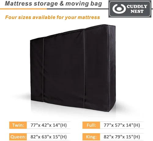 Vista 3 de Bolsa de almacenamiento impermeable para colchón para mudanza y almacenamiento, bolsa reutilizable de lona resistente con cremallera y correas