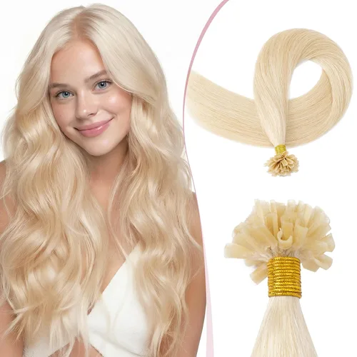 Vista 13 de SEGO Extensiones de cabello humano real con punta K, extensiones de cabello humano real, con punta en U, sin costuras, previamente adheridas