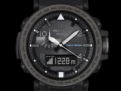Vista 3 de Casio Reloj de silicona con energía solar 'PRO TREK' para hombre, color: negro (modelo: PRG-650Y-1CR), multicolor