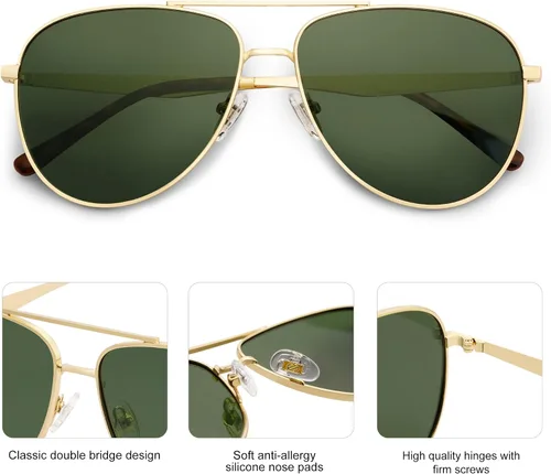 Vista 4 de SOJOS Retro Oversized Aviator Polarized Sunglasses for Women Men Classic Large Metal Sun Glasses SJ1207A