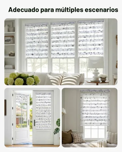 Vista 7 de LazBlinds Persianas estilo cebra sin cordones para ventanas, con patrón de doble capa para máxima privacidad y control de la luz, elegantes