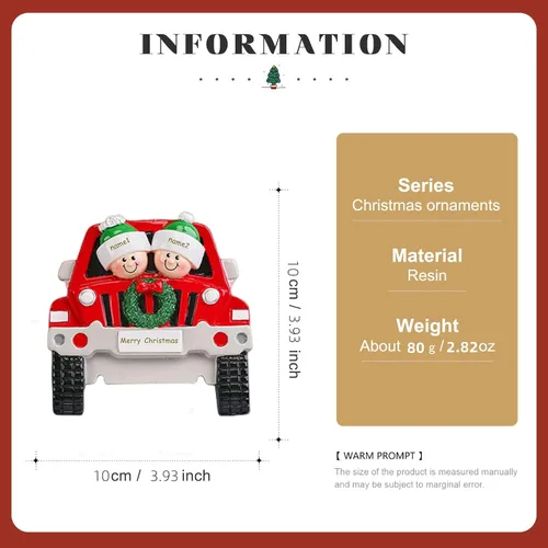 Vista 2 de Adornos de Navidad personalizados, adornos de Navidad 2024, adornos grabados personalizados para decoración del árbol de Navidad (Familia de 2)