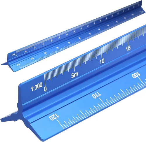 Vista 11 de Regla de escala para ingenieros de 12 pulgadas, regla triangular de ingeniería de aluminio sólido con grabado láser, herramienta de dibujo