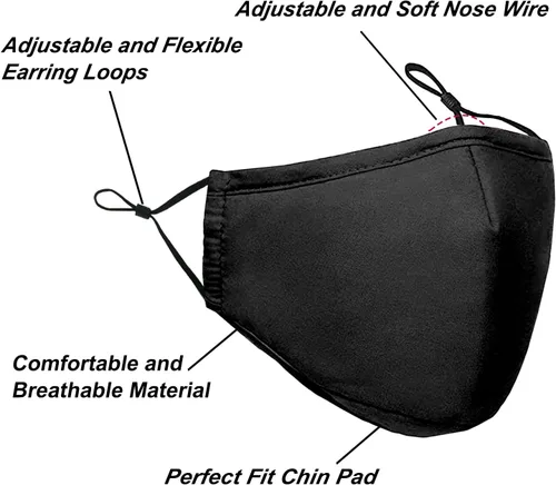 Vista 4 de Mascarillas de tela lavables y reutilizables para mujeres y hombres, máscara facial transpirable con alambre de nariz y bolsillo para filtro