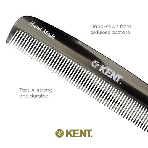 Vista 5 de Kent 7T - Peine de bolsillo de dientes finos de grafito negro para hombres, peine de pelo hecho a mano para hombres para aseo y peinado diario