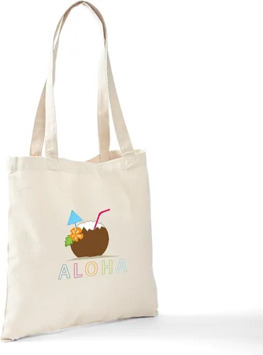 Vista 6 de CafePress Aloha! - Bolsa reutilizable de lona color beige, Caqui