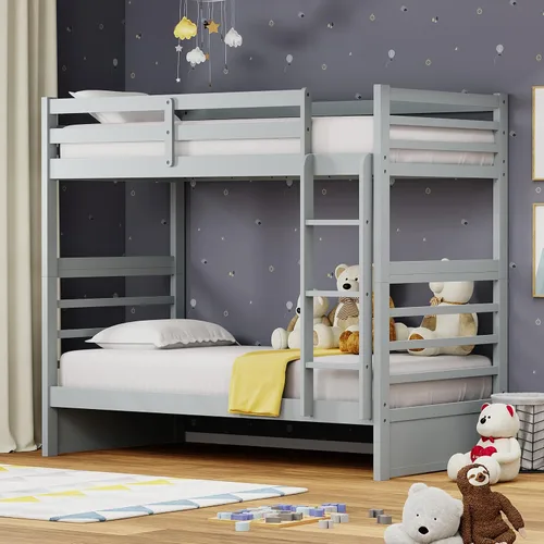 Vista 15 de Glenwillow Home Litera Plana de madera maciza individual sobre cama matrimonial, color espresso