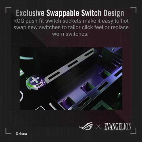 Vista 5 de ASUS ROG Keris - Ratón inalámbrico EVA Edition para juegos, mouse inalámbrico con conectividad Tri-Mode, sensor 16000 DPI, 7 botones programables